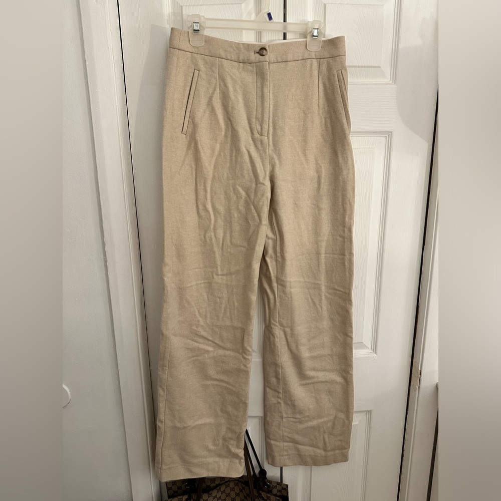 Sezane wool tan work pants